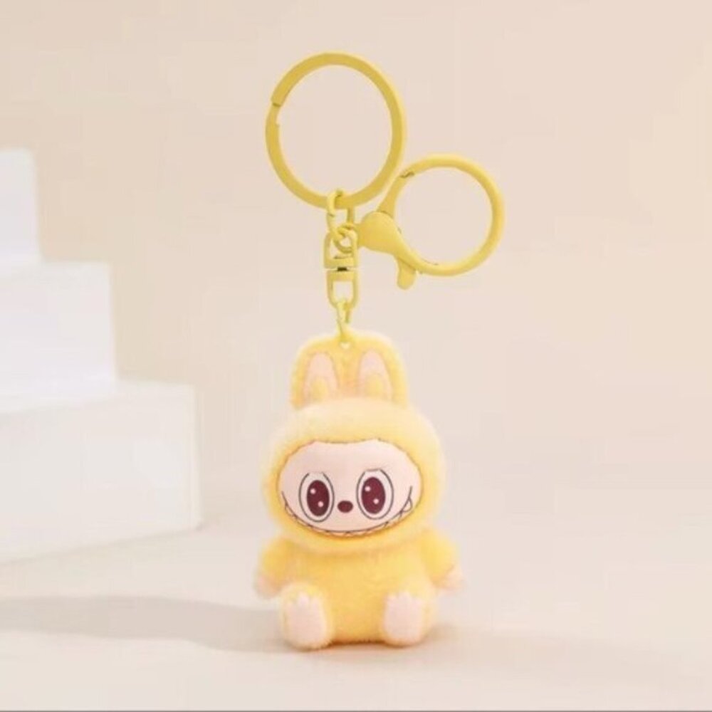 New Cute Yellow Labubu Bunny Keychain dangeler clip